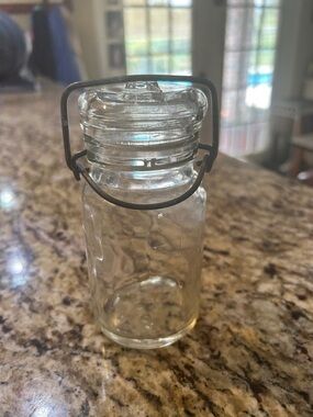 Vintage Clear Glass Food Storage Jar with Metal Clamp Lid - Clear